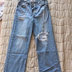 Levi's Light Blue Distressed Straight Leg Jeans